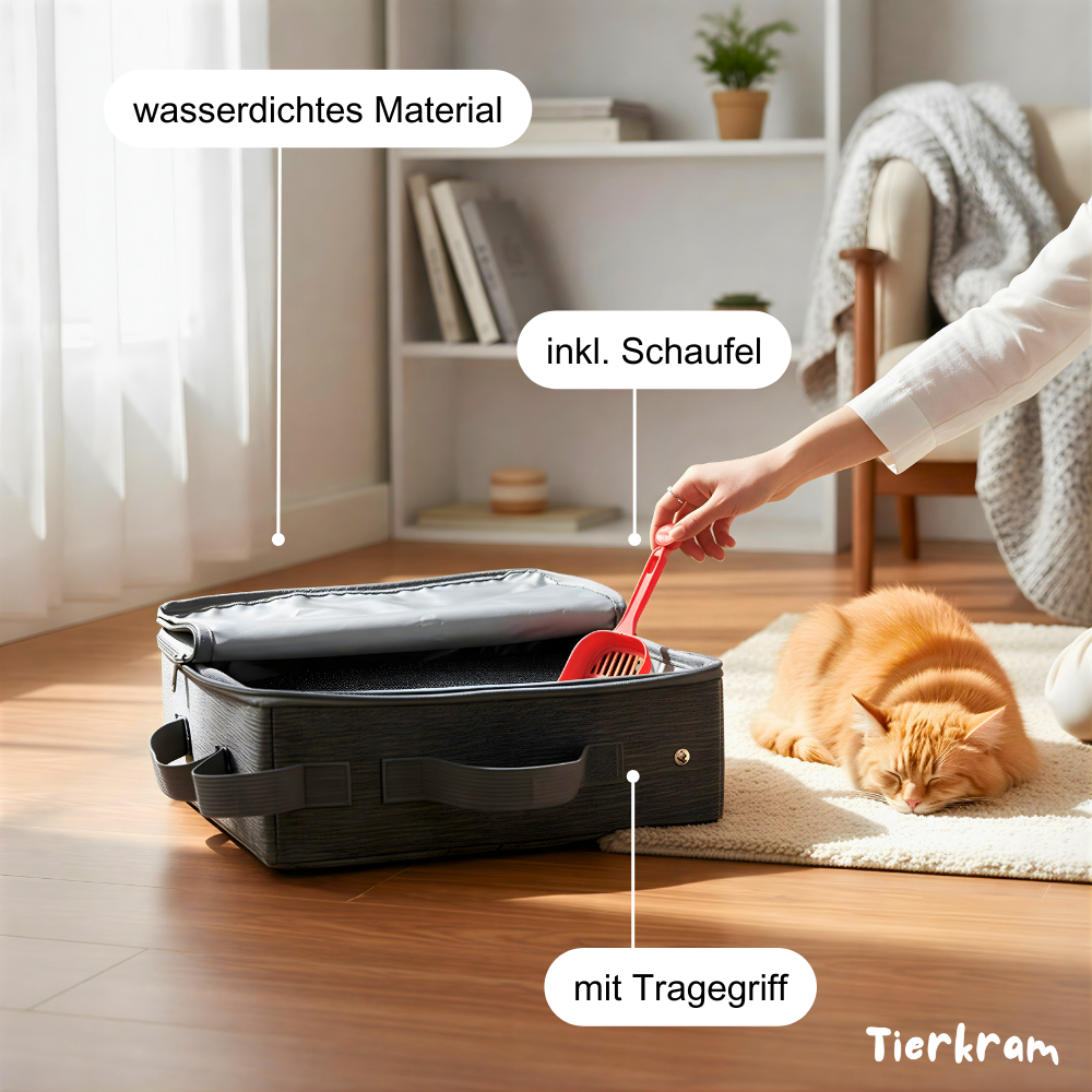 Tragbare Katzentoilette – Faltbar, wasserfest & perfekt für jede Reise